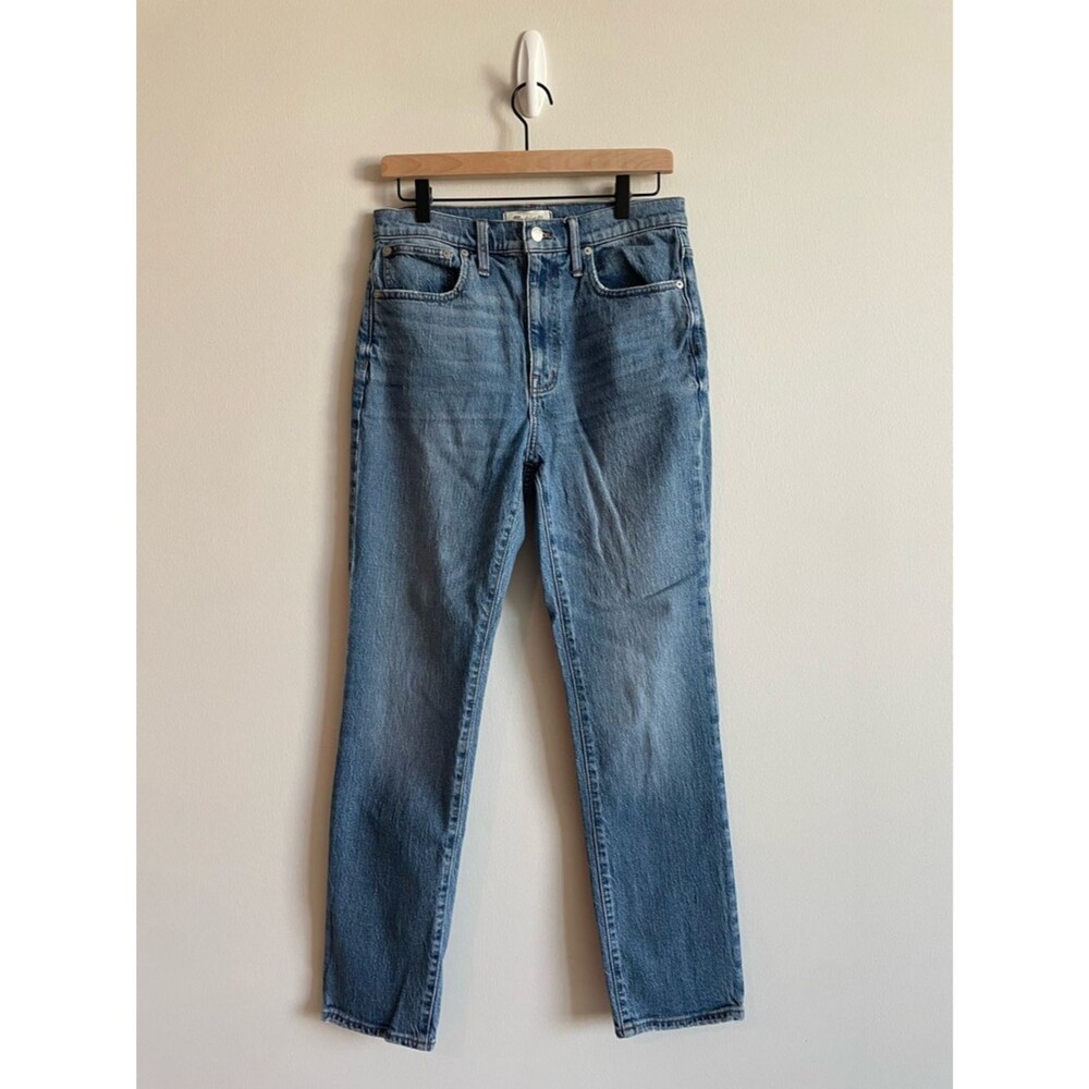Madewell The High-Rise Slim Boyjean Straight-Leg Jeans in Medium Blue Wash 27